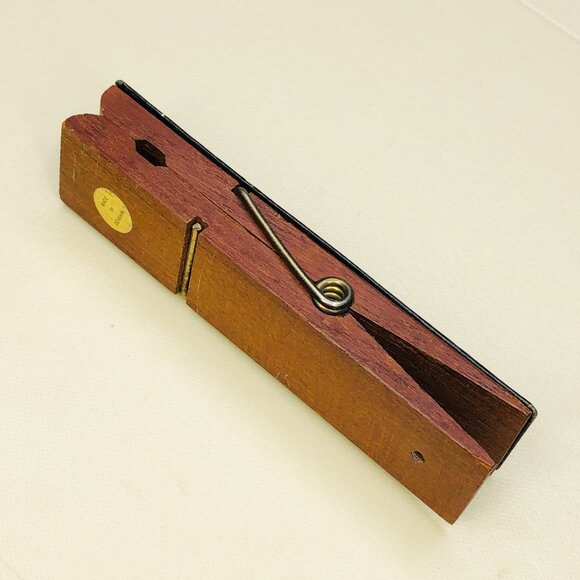 Vintage Oversized Wood and Leather Clothespin IMPORTANT Memo Paperclip: Denmark - Picture 7 of 11